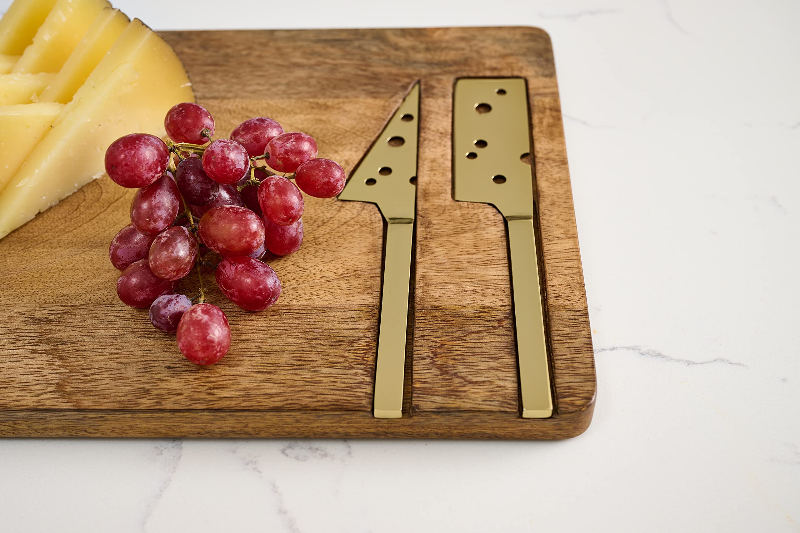 Amazon | Mud Pie チーズボードセット 15インチ x 9インチ ブラウン